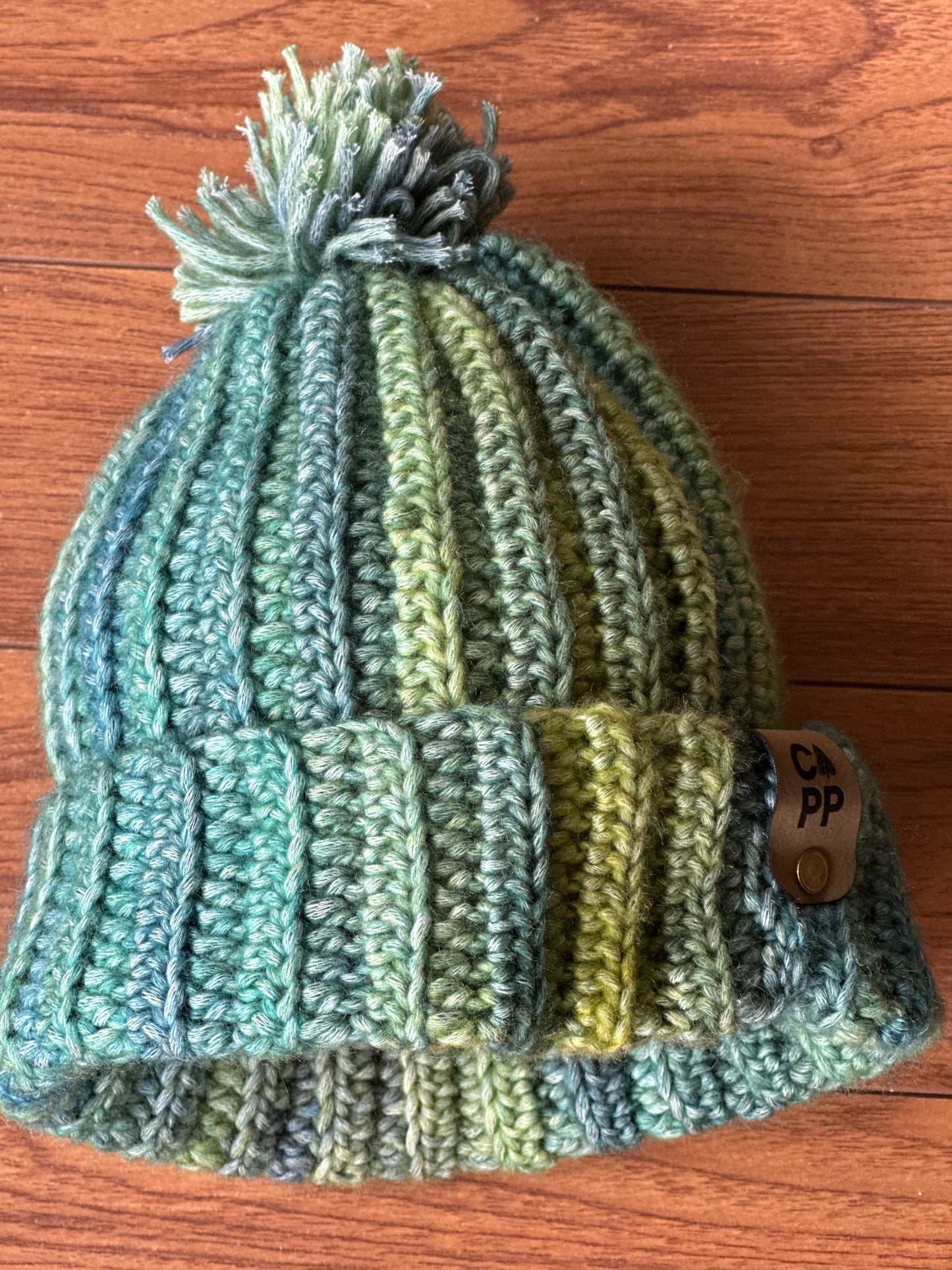 Tuque bleue verte